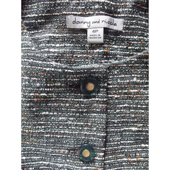 Danny & Nicole Crop Jacket Womens 4P Green Silver Black Bolero short shrug 4S - Picture 2 of 5